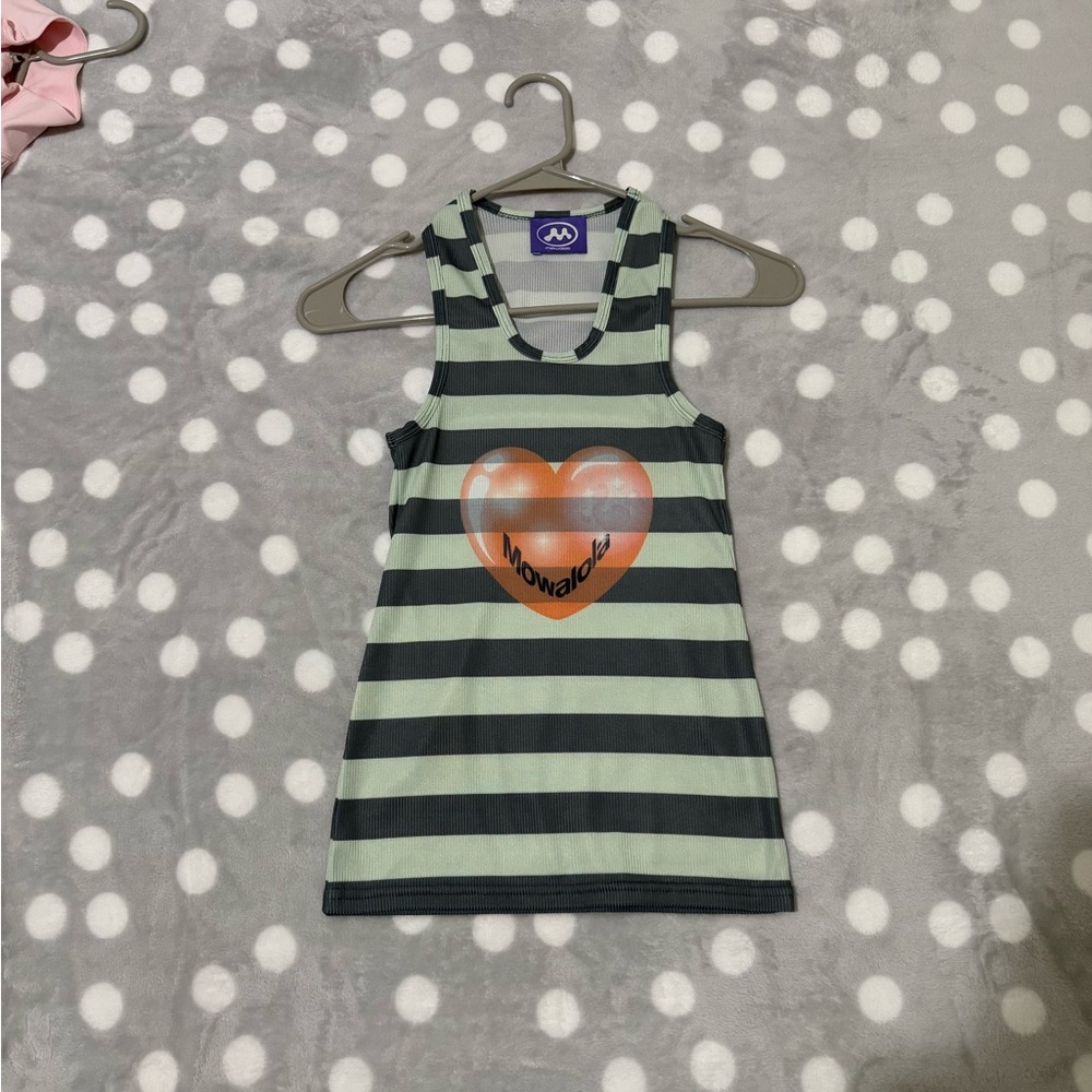 Mowalola Green and Black Striped Heart Tank Top
